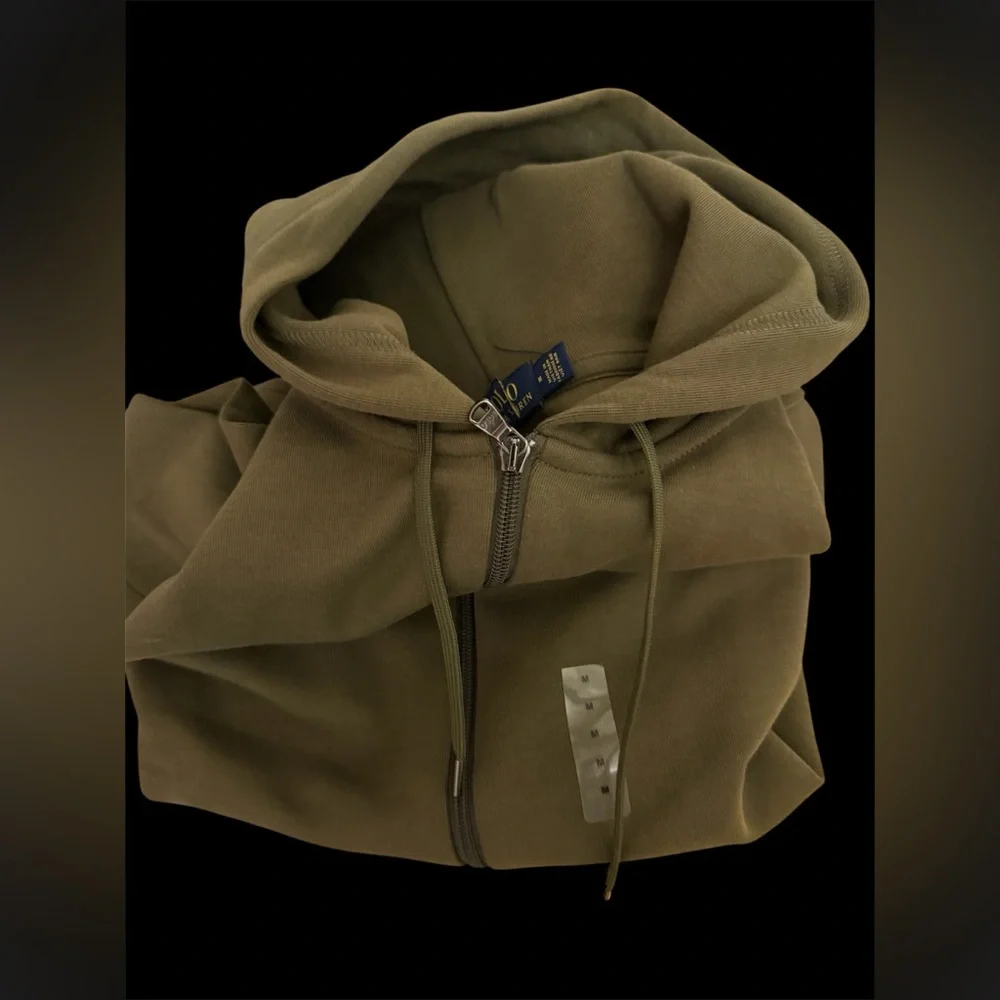 Polo Ralph Lauren Men's M Double Knit Full Zip Hoodie Olive Green - Picture 5 of 6